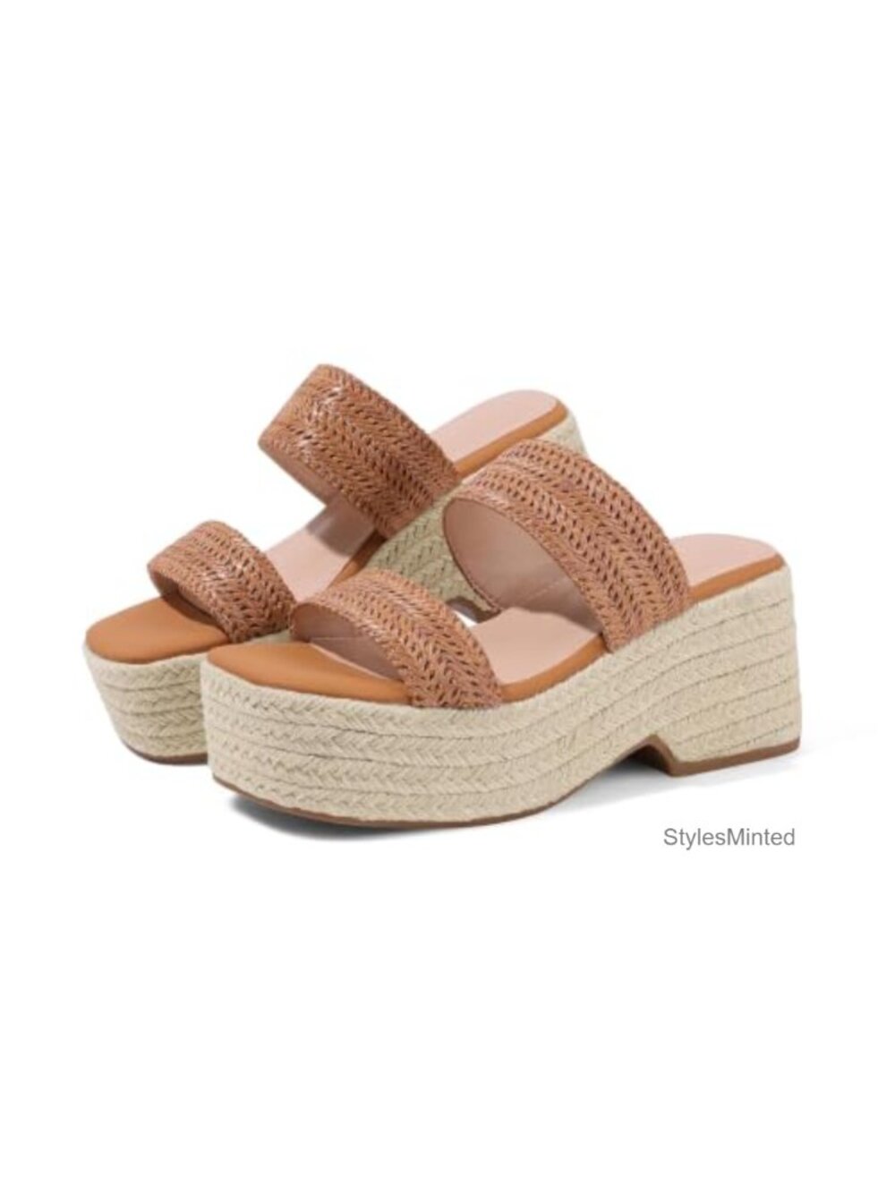 Women Raffia Wedge Sandals Platform Espadrilles Summer Beach